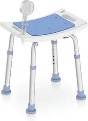 Delog Shower Stool 300lbs Bath Seat Chair for Inside Shower, Tool-Free Assembly Height Adjustable Bath Bench with Padded Seat for Seniors, Elderly, Disabled, Handicap and Injured