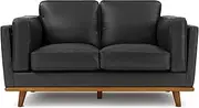 Valencia Full Leather 2 Seater Sofa, Ultimate Comfort Loveseat Sofa Couch for Living Room, Office, Full Leather Padded Settee Couch with Solid Wood Consturction - Artisan, Black