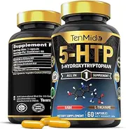 Tenmido 5-HTP & GABA Supplements - 4in1 with Vitamin B6, L-Theanine - Relaxation Support - 60 Vegan & Non-GMO Capsules