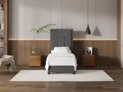 My Style Framed Headboard & Slimline Base - Single / Gunmetal / Drawer Base