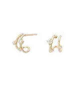 Adina Reyter 14K Yellow Gold Diamond Double J Hoop Earrings