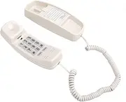 VELATEMOR Landline Phone, Trimline Corded Mini Wall Mountable Landline Phone for Home Senior Friendly for Call Centres (Beige)