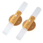 LED Motion Sensor Lights Battery Operated Wall Sconces Set of 2 2PCS Wood