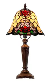 10" Flower Poppy Tiffany Style Stained Glass Table Lamp