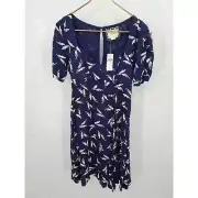 Anthropologie Maeve Blue Leaf Mini Dress Size 0 NWT