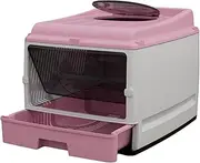 FewNvWa Cat Litter Box Cats Toilet for Small and Large Cats Easy to Clean Anti - -hedged Sandbar with Spade Kitten Sprinkle Pan, Pink
