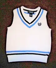 *NWT❤$34 VALUE❤SPRING PREPPY SWEATER VEST ❤SIZE 12M ❤CHAPS❤WHITE BLUE❤CHAPS LOGO
