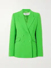 [Gabriela Hearst] Gabriela Hearst - Stephanie Double-breasted Wool-crepe Blazer - Green - IT38 IT 38 Green