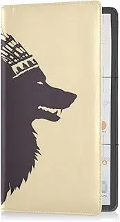 Premium Leather Auto Registration Insurance & ID Card Holder Men Women Auto Truck Comparment Accessories Case for Documents, Cards, License Western Cowboy Indian Headdress Tribal Wolf