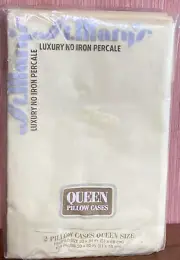 St. Mary’s Luxury No Iron Percale Queen Pillow Cases NOS, Yellow