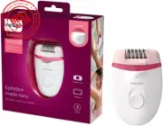 Philips Satinelle Epilator BRE255/00 – Corded, Opti-Light, 2 Speeds, White/Pink