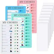 4 Pcs Blank Chore Chart Kids Chore Chart, Plastic Checklist Board with 8 Detachable Cardstock to Do List for Home Routine Planning (My Chores)