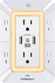Multi Plug Outlet Surge Protector - POWRUI 6 Outlet Extender with 3 USB Ports (1