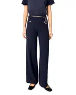 Maje Tweed Trousers With Chain Belt