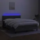 Box Spring Bed Queen Size Dark Grey Mattress LED Fabric 153x203 cm 3283