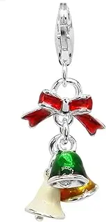 [ZooWoo] Sterling Silver Christmas Jingle Bell Clip-On Charm with Lobster Clasp – Festive Holiday Jewelry for Bracelets and Necklaces, Sterling Silver, No Gemstone