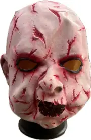 Scarface Latex Mask Halloween Scary Bald Blood Scar Mask Horror Bloody Costume