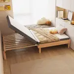 實木床 可伸縮傢用單人床 現代簡約經濟型純實木雙人床架 床架 伸缩床 双人床 卧室单人伸缩床 拼接床