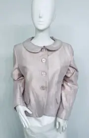 Valentino Jacket Blazer Pink Cotton W Peter Pan Collar Made Italy NWTags 10