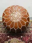 SALE! Moroccan Genuine Leather Boho Pouf Ottoman Footstool Pouffe Vintage