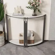 COMFEYA Half Moon Tiered Real Marble Entry Console Table Hallway Entryway Furniture