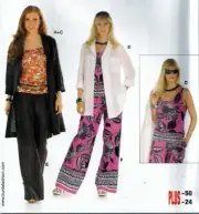Burda Pattern 7638 Women Coordinates Button Jacket Top Wide-leg Pants Size 10-24