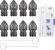 Sovol Creality Hardened Steel MK8 Nozzle All Metal Tungsten with High Temperature Resistance Wear Resistant for Ender 3 CR-10 Series Most FDM 3D Printers 0.2/0.3/0.4/0.5/0.6mm (8pcs in one Pack)