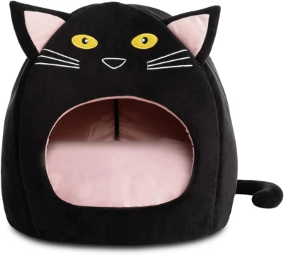 Cozy Pet Bed Warm Cave Nest Sleeping Bed Kitty Shape Puppy House for Cats, 17 X