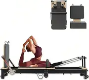 Home Pilates Reformer Machine, Multifunctional Folding Pilates Reformer for Studio Gym Adjustable Exercise