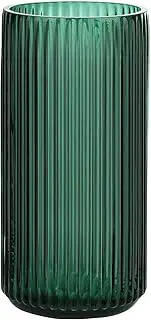 WHJY Cylindrical Green Glass Vase, Vintage Flower Vase, Hand Blown Glass Vase, Decor for Dining Table Centerpiece Décor – 10 inches
