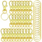 120PCS Premium Swivel Lanyard Snap Hook with Key Rings, Metal Keychain gold