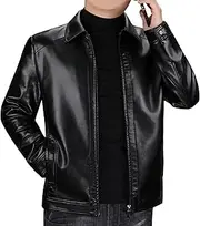 [Zylphorix] Men's Slim Fit Leather Jacket with Zip Up Front - Attractive Quilted Lining and Pockets for Seasonal Use