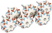 Ceramic Knob,Cabinet,Furniture Pull Handles,Door Pull,Drawer Pull Handle,6 Pieces Vintage Shabby Knobs Blue and White Floral Hand Painted Ceramic Pumpkin Cupboard Wardrobe Cabinet Drawer Door Handles