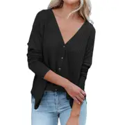 Women's Open Front Batwing Sleeve Lightweight Knit Sweater - Black