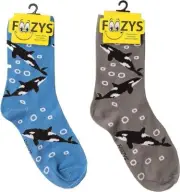 Orca Killer Whale Dolphin Fish Marine Shark Ocean Foozys 2 Pairs Women's Socks
