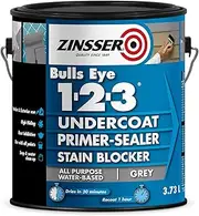 Zinsser Bulls Eye 1-2-3 Water-Based Primer & Sealer | Quick-Dry, High-Adhesion Undercoat for Interior & Exterior Surfaces | Mould & Mildew Resistant, Grey, 3.73 Litre