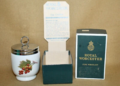 ROYAL WORCESTER Fine Porcelain Egg Coddler Made in England White Peach Berries