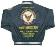 NAVAL AIR STATION POINT MUGU * CALIFORNIA EMBROIDERED SATIN JACKET(BACK ONLY)