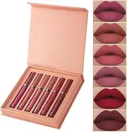 6Pcs Lipstick Set Matte Lipstick Makeup Set, Lipsticks for Women Wear Non-Stick Cup Not Fade Waterproof Lip Gloss Long-Lasting & Pigmented Shades, Lip Gloss Bundle Gift Collection for Girls/Women (6Pcs-SetA, all skin)