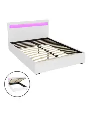 [Artiss] Gas Lift Bed Frame Double Size in White