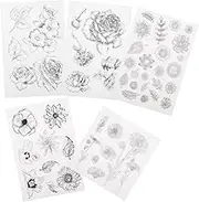 PLAFOPE 5 Pcs Retro Style Flower Stamps for Scrapbooking DIY Album Decor with Patterns for Creative Crafts and Card Making