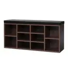 Shoe Rack Cabinet Bench 10 Cubes Walnut Artiss