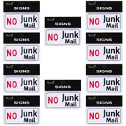 10pce Miniature No Junk Mail 8cm Signs Set Plastic White/Black/Red Self Adhesive