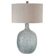 1 Light Coastal Glass Table Lamp with Blue and White Heavy Textured Glaze with