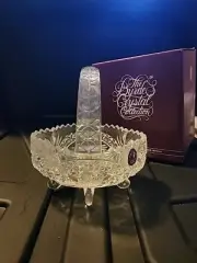 Hofbauer Lead Crystal Small Basket Clear Byrdes Birds Footed