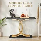 Black Hall Console Table Coffee Narrow Entrance End Sofa TV Shelf Plant Stand