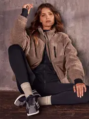 Running Bare Nomad Shearling Jacket, a warm sherpa jacket.