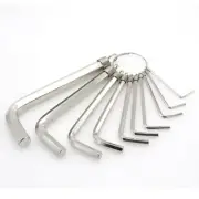 10pcs Silver Allen Wrenches Set, 1.5-10 mm Hex Key Key Chain Set, Portable