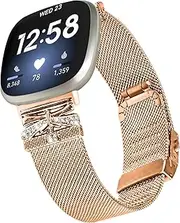 Compatible with Fitbit Versa 4＆Sense 2 Band Women Men,Adjustable Metal bands Replacement Sports & Fitness Watch Wristband Compatible with Fitbit Versa 3＆Sense bands for women men