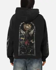 [SAINT MORTA] Saint Morta Kingdomcome Boxy Zip Hoodie Black - Size M M Black